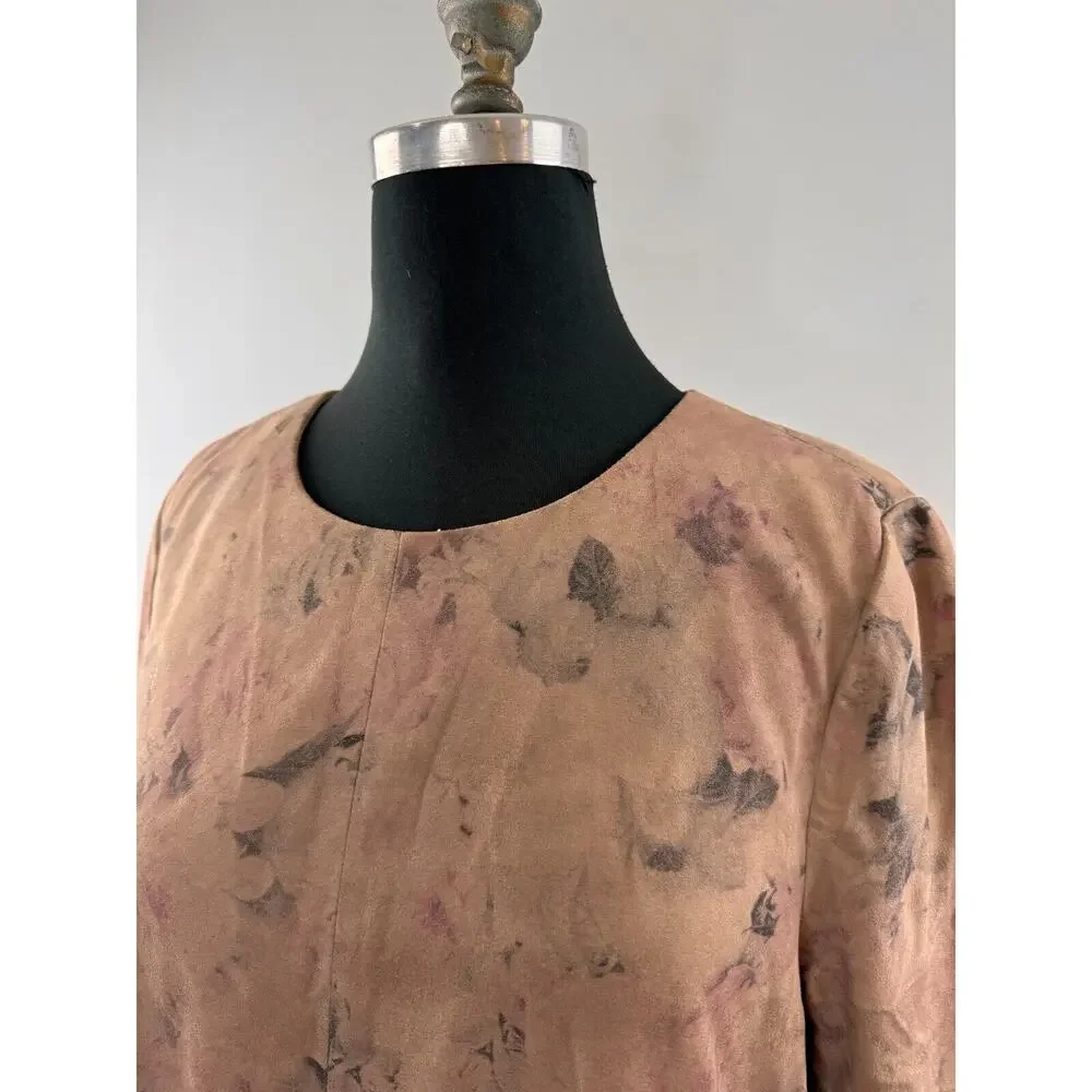 Muubaa Montesson Leather Suede Shift Dress Mini Floral Dress Zipper US 8 M $425